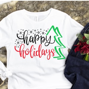 Happy Holidays Svg Navidad Svg Feliz Navidad Svg Navidad Svg Archivos Navidad Corte De sin trabajo Cricut Cut Files Silhouette Cut Files