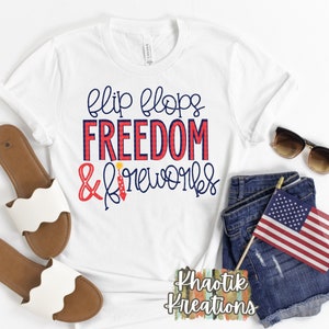 Flip Flops Freedom and Fireworks Svg, 4th of July Svg, Independence Day Svg, Freedom Svg, 4th of July Svg Designs, 4th of July Cut Files