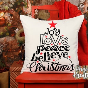Alegría amor paz cree Navidad, Navidad Svg, Navidad Svg Diseños, árbol de Navidad Svg Dxf Png Jpeg
