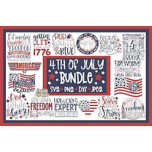 4th of July Bundle Svg, 4th of July Svg, Freedom Svg,  USA Svg, Stars and Stripes Svg, 4th of July Svg Designs, 4th of July Cut Files