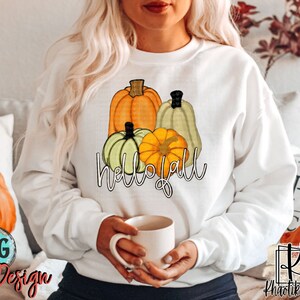 Hello Fall Png, Pumpkin Png, Hand Drawn Pumpkins, Fall Sublimation, Thanksgiving Sublimation, Whimsical Pumpkin, Pumpkins, Pumpkin Patch Png