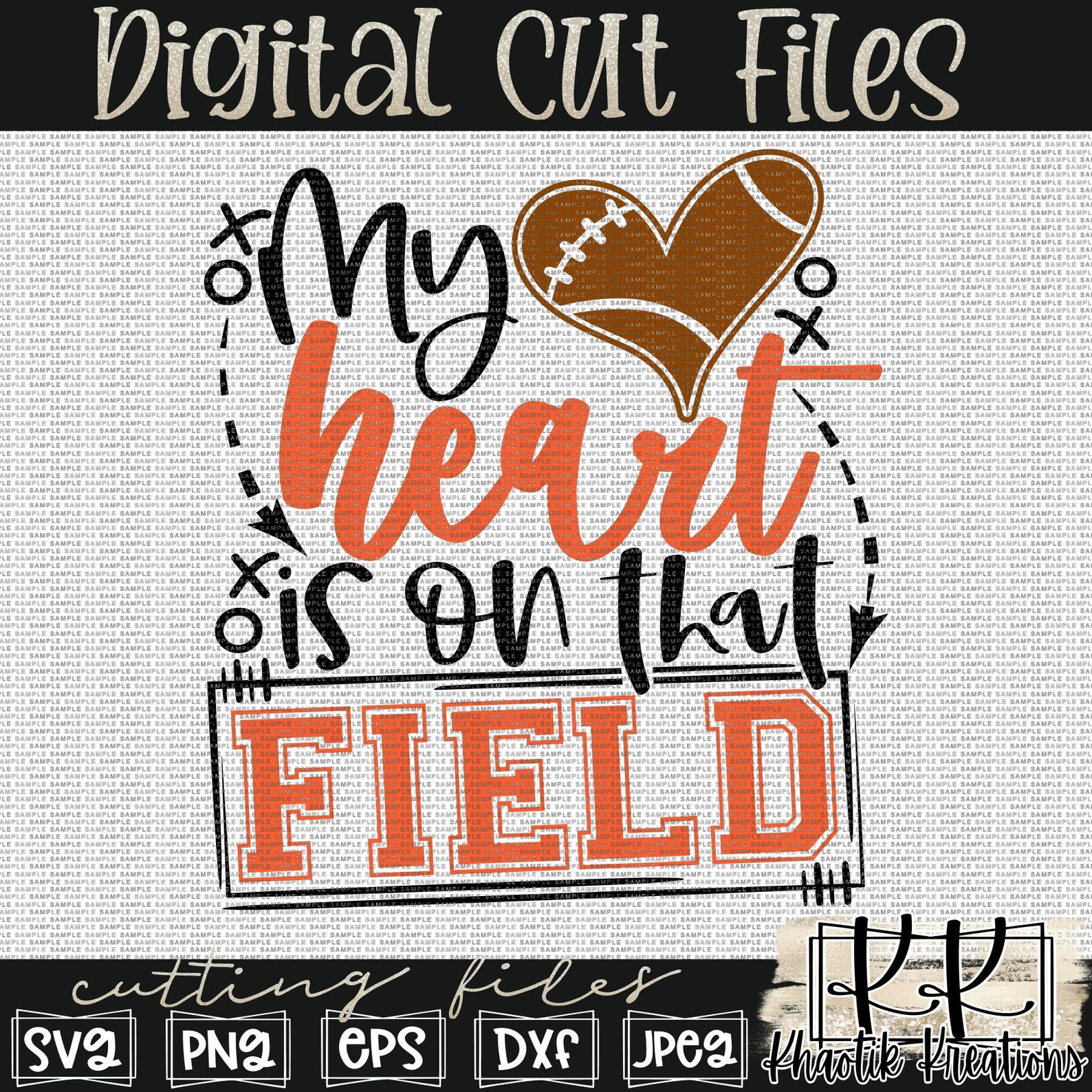 Football Svg My Heart is on That Field Svg Football Heart Svg - Etsy