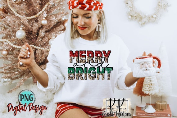 Merry and Bright Png, Buffalo Plaid Png, Christmas Png, Christmas Sublimation, Merry and Bright Sublimation, Christmas Leopard Png, Leopard