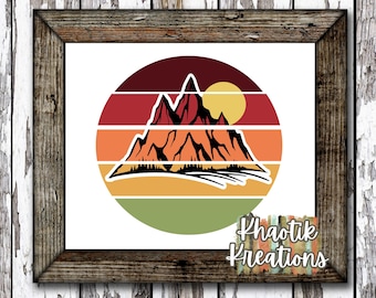 Berg Svg, Bergsscen, Camping Svg, Utomhus Svg, Berg Svg Designs, Bergsklippfiler, Cricut Svg-filer, Silhuettfiler