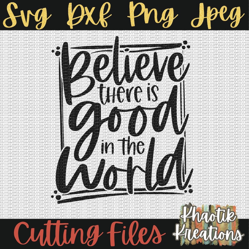 Puede incluir: Dise&ntilde;o gr&aacute;fico en blanco y negro con el texto "Believe there is good in the world" dentro de un marco cuadrado. El texto est&aacute; en una fuente de estilo de escritura a mano.