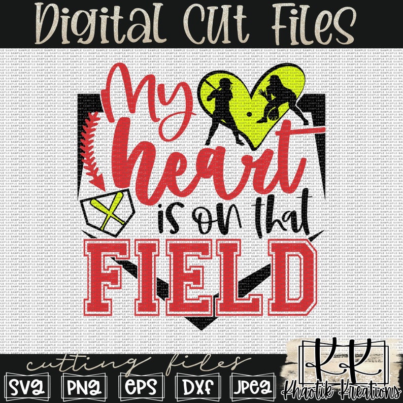 My Heart is on That Field Svg Softball Svg Softball Mom | Etsy