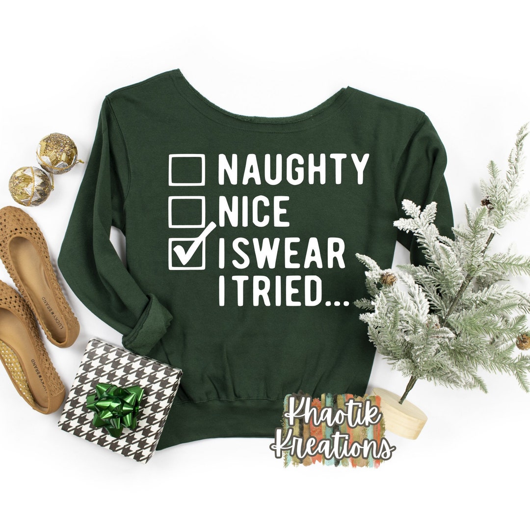 Naughty Nice I Swear I Tried, Christmas Svg, Christmas Svg Designs ...