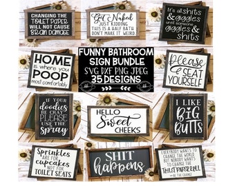 Paquete de letreros de baño SVG divertido baño svg citas de baño svg baño svg baño svg diseños baño archivos de corte cricut archivos de corte