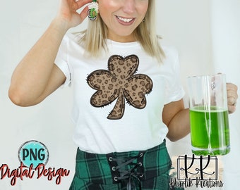 Leopard Clover Png, St Patricks Day Clover Png, St Patricks Day Png, Clover Png, St Patricks Day Png, Hand Drawn St Patricks Day Png Design