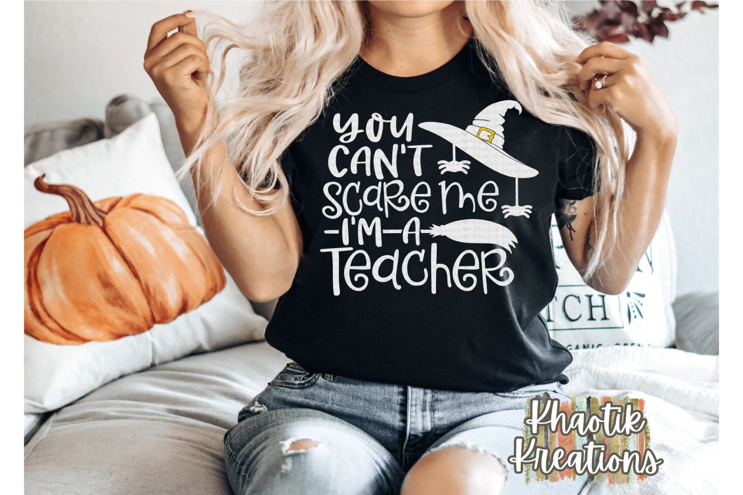 You Can't Scare me I'm a Teacher Svg Teacher Svg Halloween Sv…