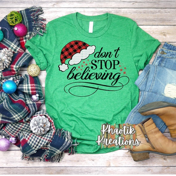 Don't Stop Believing Svg, Santa Hat Svg, Cuttable Buffalo Plaid Svg, Santa Svg, Christmas Svg Design, Christmas Svg File, Cricut Files