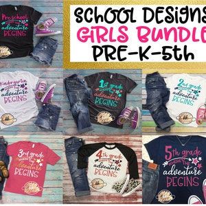 Back to School Svg, Svg Bundle Pre-K-5th Grade, Back to School Girl Svg, First Day of School Svg, Svg Designs, School Svg Dxf Png Jpeg