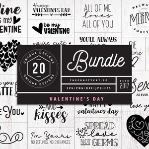 Valentine Sayings SVG Bundle | Valentine Cut File Bundle Png Dxf | Valentine&#39;s Day Quotes SVG Set Pack Cut File Bundle Files for Cricut