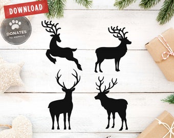 Reindeer SVG Pack | Reindeer Silhouette SVG Bundle | Reindeer SVG | Christmas Svg | Deer Svg | Holiday Svg | Svg Cut File for Circuit Dxf