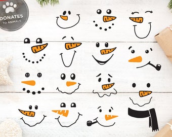 Snowman Face SVG Bundle | Snowman SVG | Christmas SVG | Christmas Clipart Svg | Winter Svg Pack | Snow Svg Cut File for Cricut Dxf Png