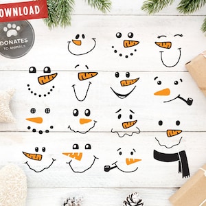 Snowman Face SVG Bundle | Snowman SVG | Christmas SVG | Christmas Clipart Svg | Winter Svg Pack | Snow Svg Cut File for Cricut Dxf Png