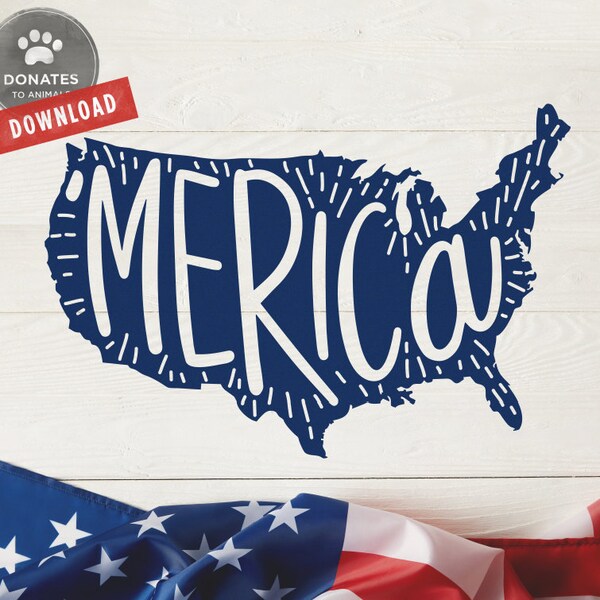 Merica SVG | 4 lipca SVG | Flaga Stanów Zjednoczonych SVG Zabawny plik do cięcia 4 lipca dla Cricut Flaga amerykańska SVG do pobrania w formacie Dxf Jpg
