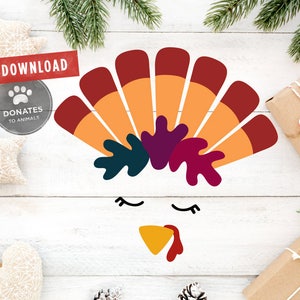 Turkey Face SVG | Turkey SVG | Thanksgiving SVG | Christmas Svg | Holiday Svg | Christmas Clipart Kids Commercial Use Dxf
