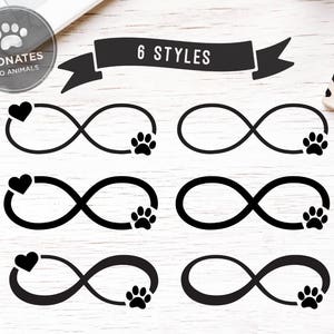 Infinity Paw Print SVG Bundel | Paw On Infinity SVG Pack | Infinity Paw Heart Cut File Bundle Set | Hart- en pootafdruk op Infinity Symbol
