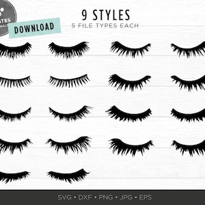 Wimpern SVG Bundle | Wimpern SVG | Augen SVG Pack Plotterdatei | Wimpern Clipart | Dxf Dateien für Cricut Silhouette Fashion Gorgeous Girl Woman
