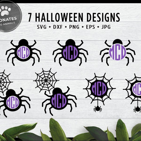 Spider Monogram SVG Frame Bundle | Spider SVG Bundle | Halloween Monogram Svg Bundle Cut Files for Cricut | Spider Clipart Clip Art Dxf Jpg