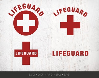 Lifeguard SVG Bundle | Life Guard Svg Files for Cricut | Red Cross SVG Instant Download Life Guard PNG Lifeguard Clipart Ocean Beach Dxf Jpg