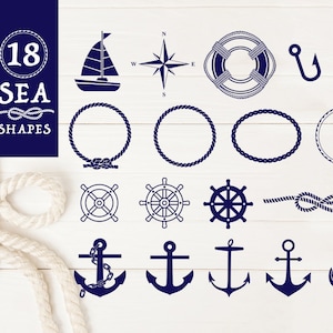 18 Maritime Clipart SVG Bundle | Anker SVG Maritime Clip Art Ozean SVG Dateien Bundle Strand Sommer Svg See Svg Ozean Zeichnung Segelboot
