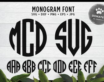 Circle Monogram Font SVG Bundle | Round Monogram Font SVG Png | Commercial Use | Circle Monogram Dxf Cut Files Bundle for Cricut Silhouette
