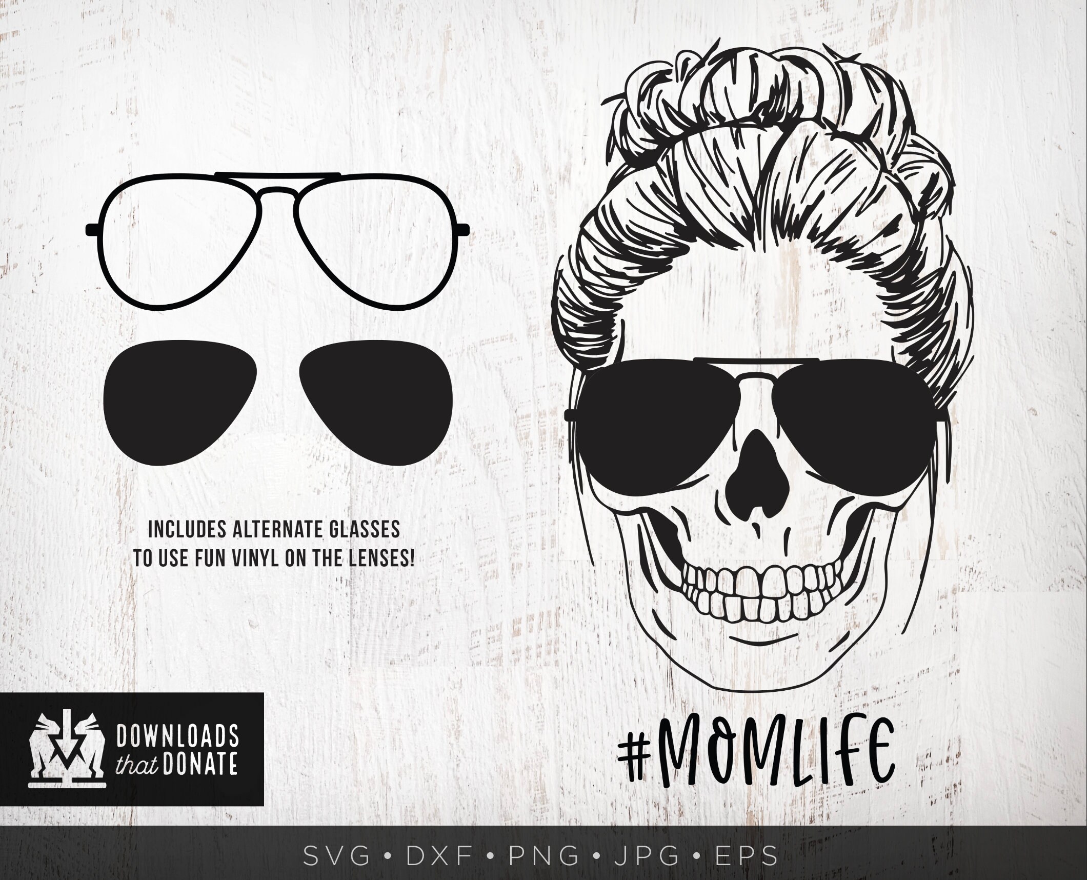 Download Funny Mom Life SVG Mom Life Skull with Glasses Messy Bun ...