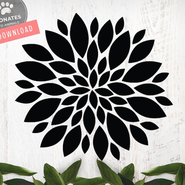 Mum Flower SVG | Abstrakte Blumen Schablone SVG Dateien | Moderne Gänseblümchen Svg | Geometrische Blume PNG Plotterdatei Instant Download für Cricut Svg