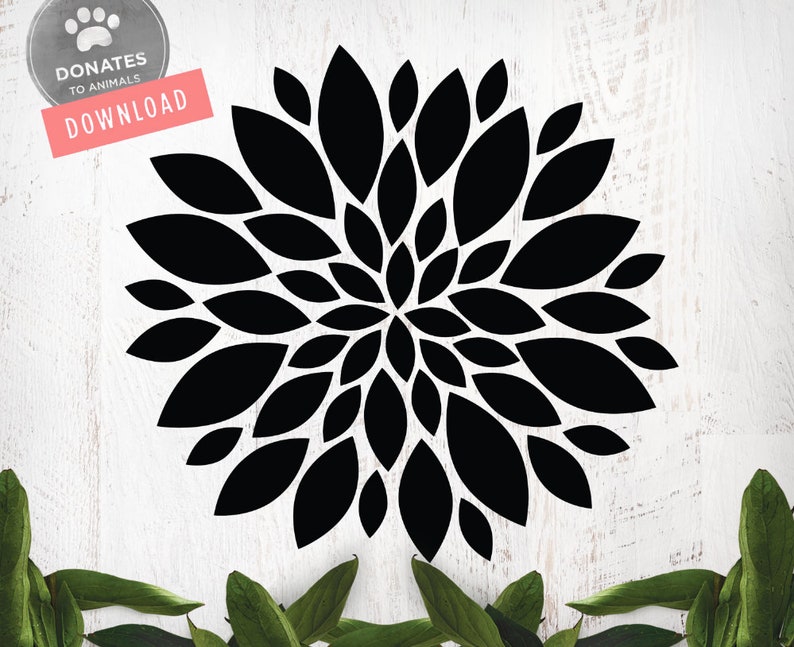 Mum Flower SVG Abstract Flower Stencil SVG Files Modern | Etsy