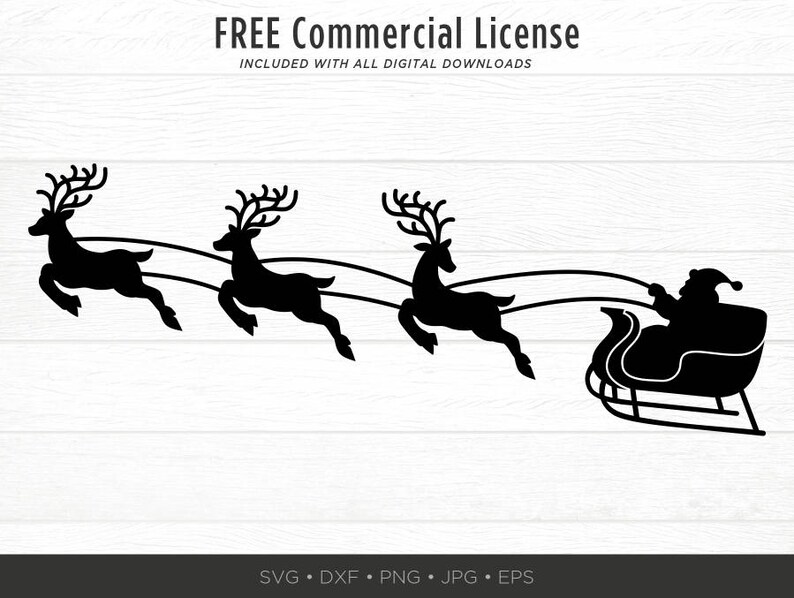 Santa with Reindeer SVG Santas Sleigh SVG Christmas Svg | Etsy