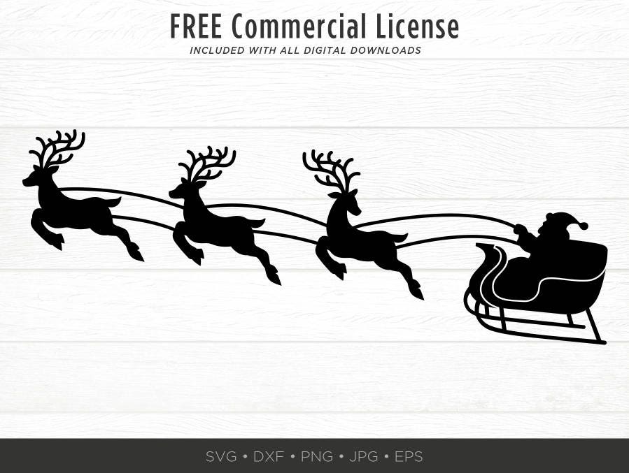 Santa With Reindeer SVG | Santas Sleigh SVG | Christmas Svg | Holiday ...