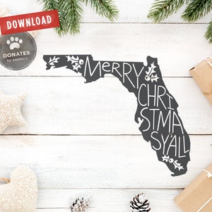 Florida Christmas SVG | Florida SVG | FL Weihnachten Svg | Bundesstaat Florida Clipart Urlaub Plotterdatei Jpg • Eps • Dxf • Png Cricut Silhouette