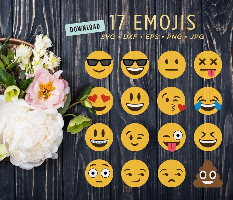 Art Collectibles Clip Art 17 Emoji Svg Files Emoji Clipart Digital Bundle Emoticon Smiley Face Files For Cricut Silhouette Dxf U2022 Png U2022 Eps U2022 Jpg Poop Emoji