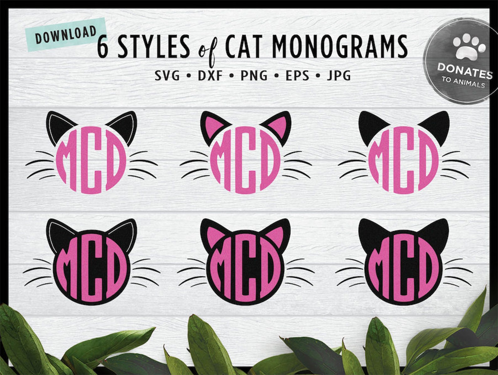 6 Styles • 25 Files | Cat Monogram SVG Bundle | Commercial Use | Kitty ...