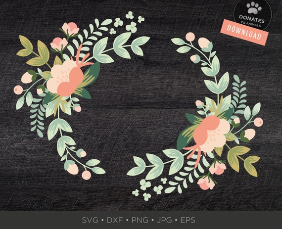 Download Free Mint Floral Wreath Svg Floral Monogram Frame Svg Round Etsy SVG Cut Files