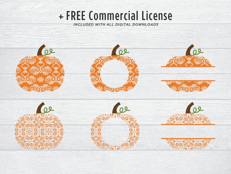 Download Monogram Pumpkin SVG Bundle Swirly Pumpkin Floral Split | Etsy