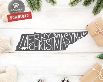 TN Holiday Svg | TN Christmas Svg | Tennessee Christmas Svg Cut File | Tennessee Holiday Svg | File for Cricut Silhouette • Jpg • Dxf • Png