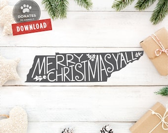 TN Holiday Svg | TN Christmas Svg | Tennessee Christmas Svg Cut File | Tennessee Holiday Svg | File for Cricut Silhouette • Jpg • Dxf • Png