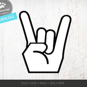 Rock On Hand SVG / Rock Hand Symbol PNG Clipart / Rock SVG / Hand Clipart / Cut File for Cricut Svg Clipart Instant Download Dxf Jpg