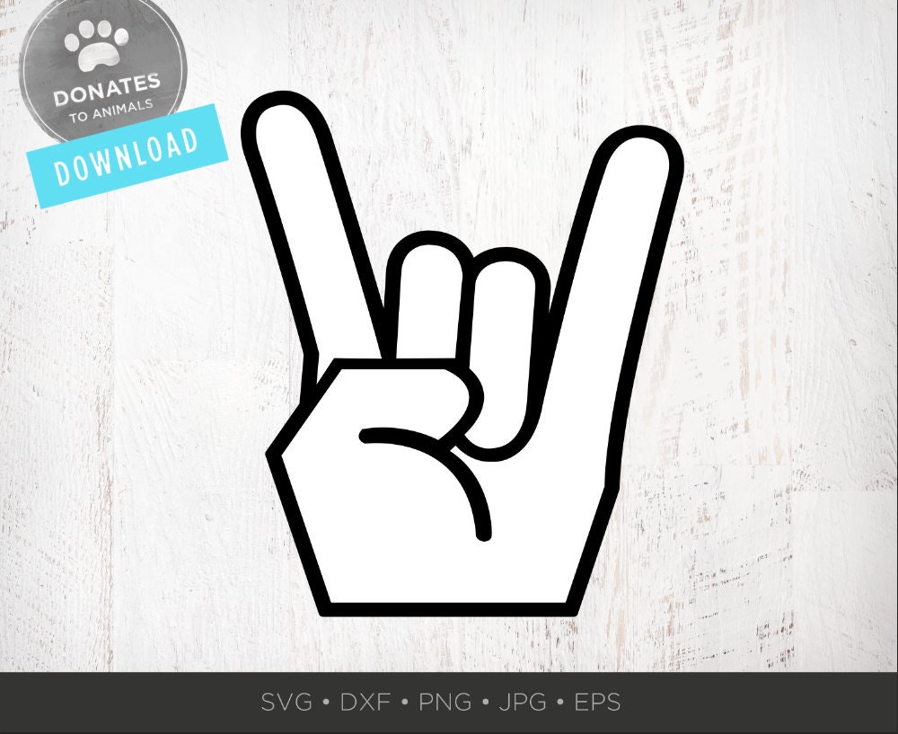 Download Rock On Hand SVG Rock Hand Symbol PNG Clipart Rock SVG | Etsy