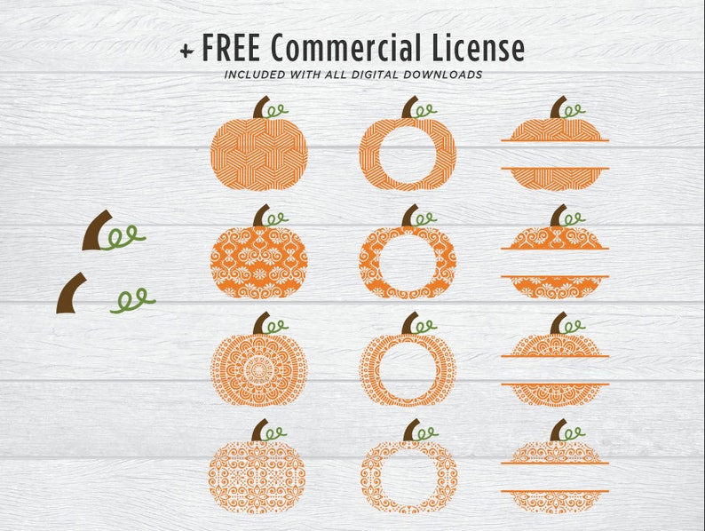 Download Monogram Pumpkin SVG Bundle Swirly Pumpkin Floral Split | Etsy