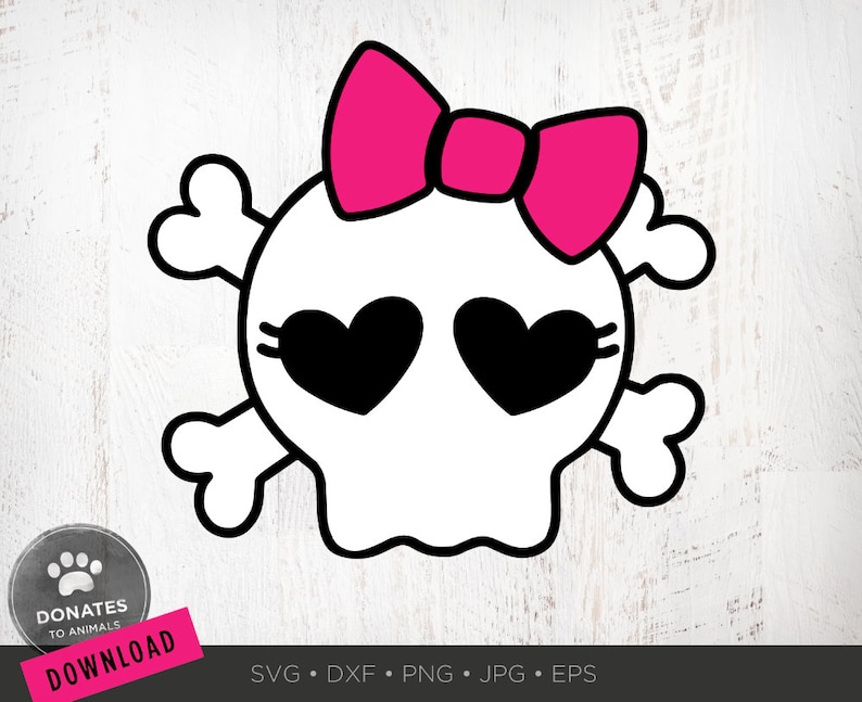 Download Girl Skull SVG Cute Skull Clipart Cute Halloween SVG | Etsy