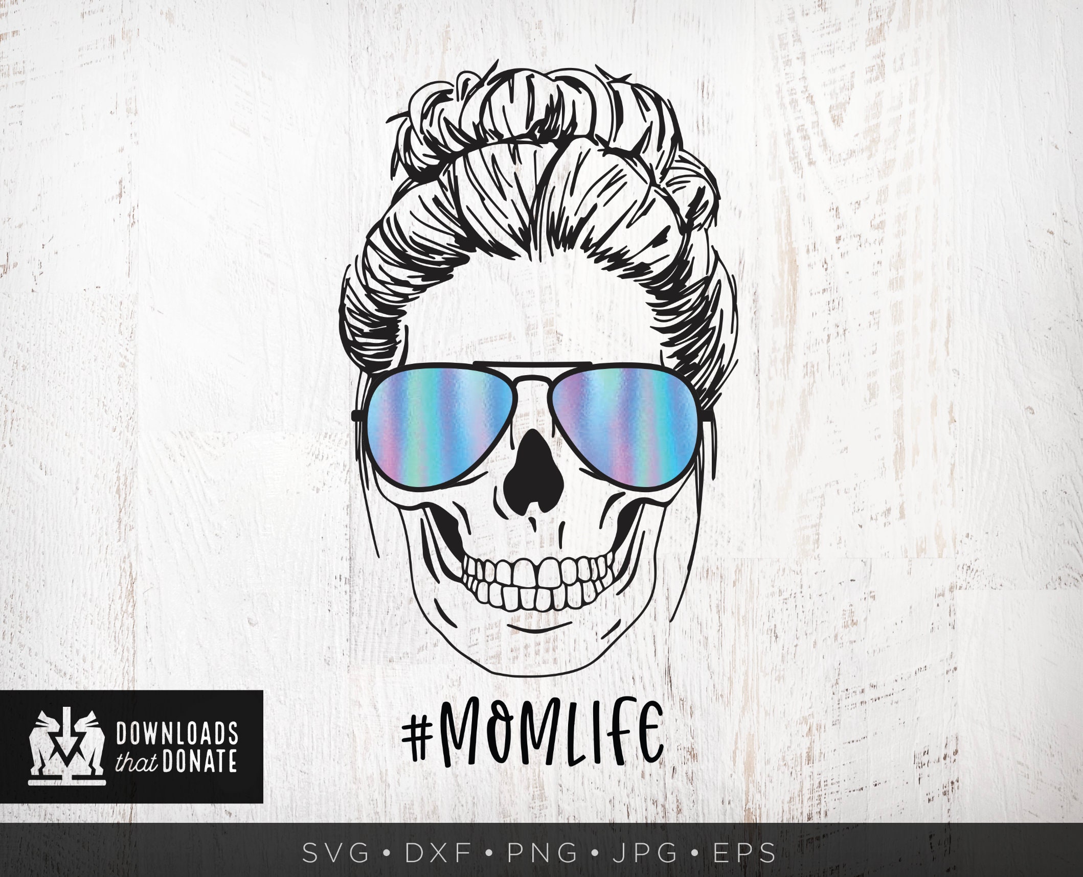 Download Funny Mom Life SVG Mom Life Skull with Glasses Messy Bun ...