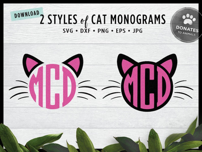 Download 2 Styles 15 Files Cat Monogram SVG Bundle Commercial Use | Etsy