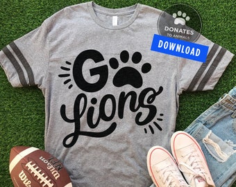 Go Lions SVG | School Sports Team SVG Football Mom SVG | Sports Svg Cut File | Game Day Svg | Pawprint Lion Svg Football Png Jpg Dxf