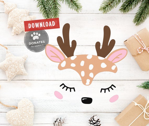 Download Reindeer Face Svg Reindeer Svg Baby Deer Face Svg Doe Etsy