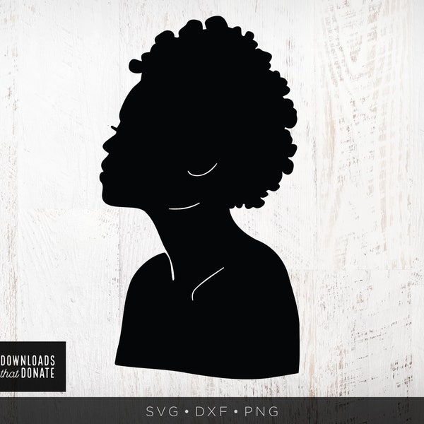 Black Woman Silhouette SVG | Female Afro SVG | Black Woman Png Dxf | Afro Woman Svg Big Hair Fro Cutting File for Cricut Afro Hair Lady