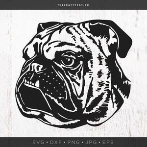 Pug SVG Engels Bulldog SVG-bestand voor Cricut | Mopshond Png Bulldog Gezicht Svg Hond Svg | Bulldog Png Hond Moeder SVG | Hond Papa Svg Digital Cut File Dxf